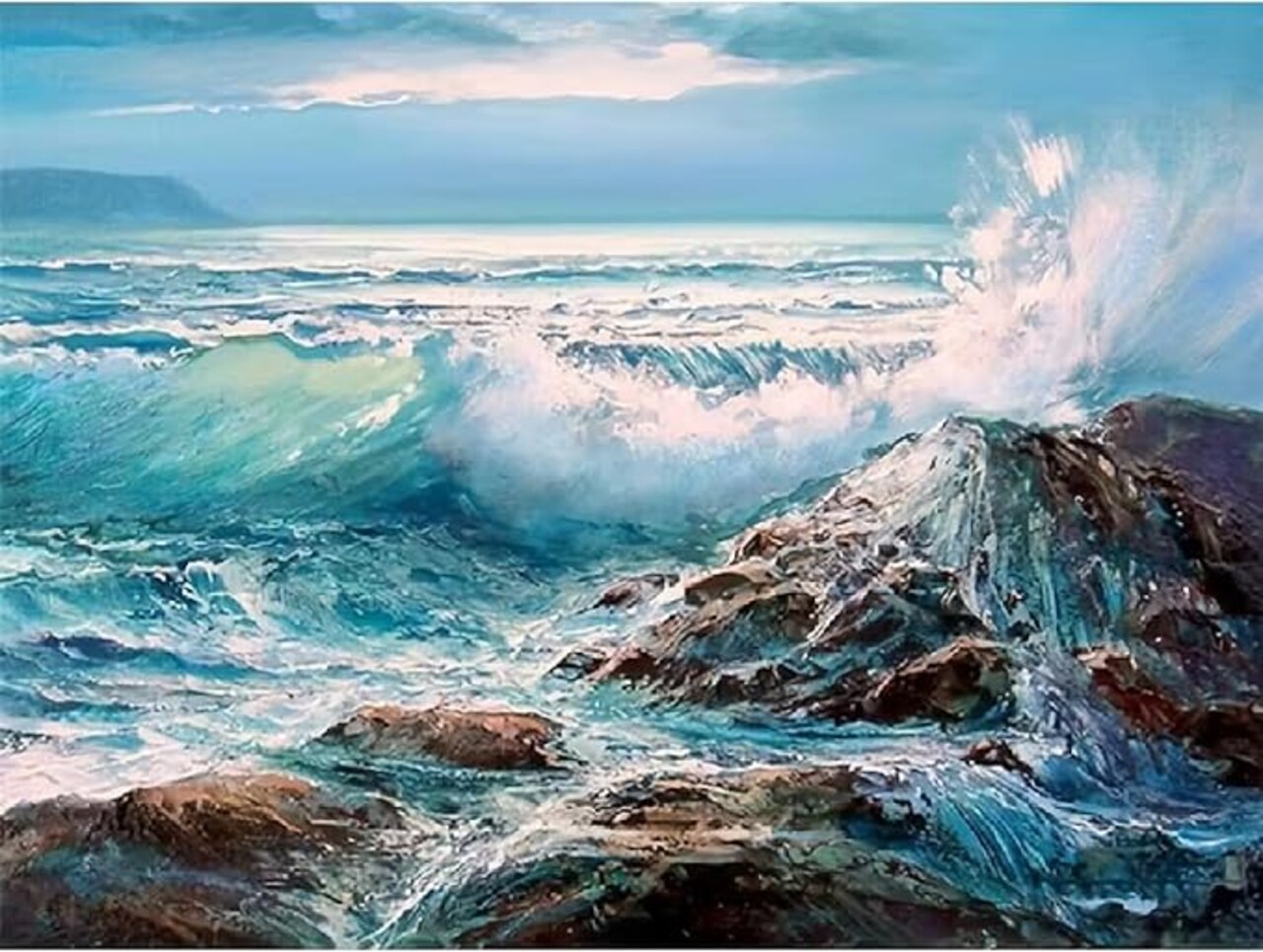 Sea Diamond Painting Kits for Adults-Diamond Art Kits for Adults,5D Diamond Painting Sea, DIY Full Drill Diamond Painting Beach Ocean Gem Art and Crafts 12x16 inch